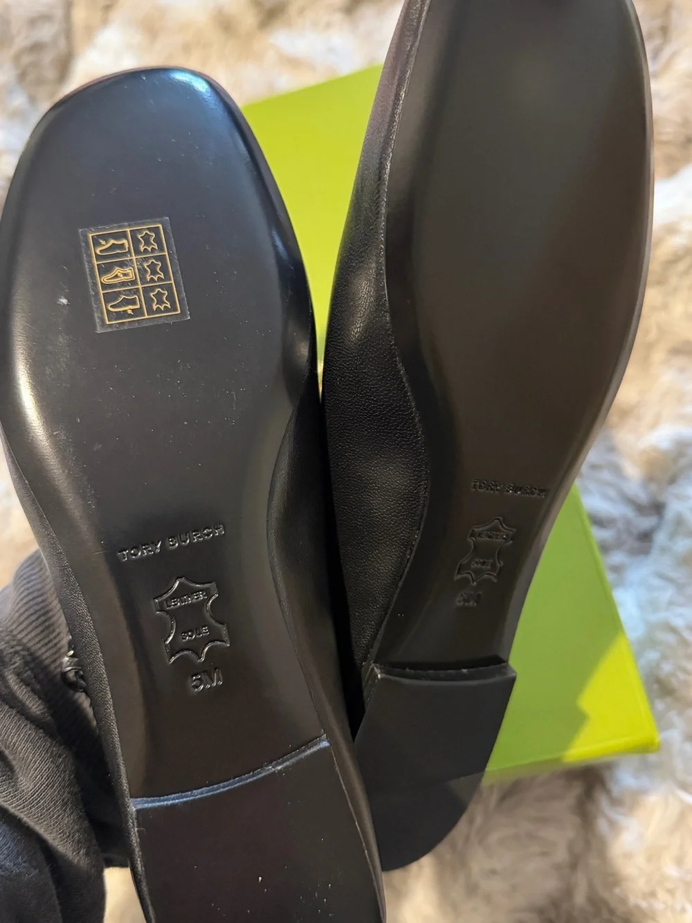 Tory Burch Black Leather Mary Jane Flats